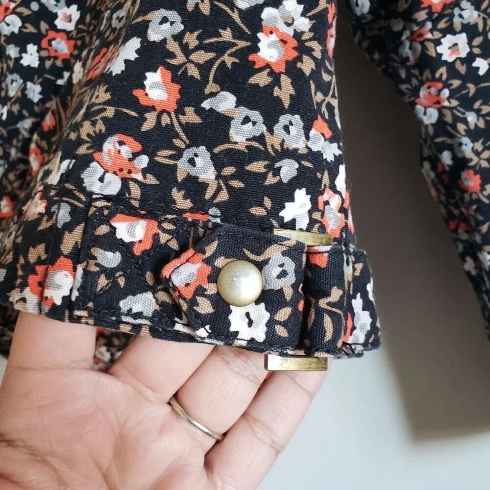 Anthropologie Hei Hei Tinsley Floral Moto Zip Jacket Black Sz 4 Dark Cottagecore